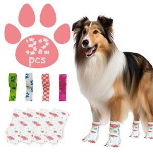 개와 고양이를 위한 FURKLEVOR 일회용 반려견 부츠 32Pcs 반려동물 조절 가능한 붕대 포함 방수 통기성 소형 대형견용 양말 보호대 중형 너비 78 56인치