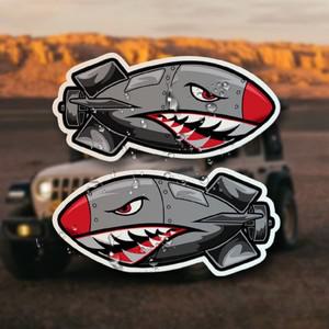 2PCSSET 쿨 샤크 - 입  스티커 쌍 모험 팬들 자동차 본체 노트북 커버 헬멧 표면에