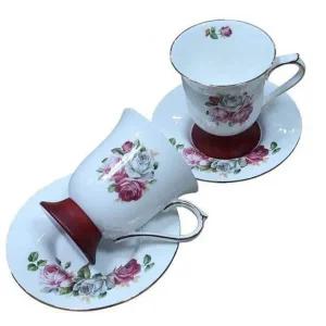 장미 패턴 세라믹 찻잔 깊은형 커피컵 물잔