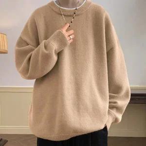 남성 니트티 라운드넥 겨울 스웨터 데이트룩 코디