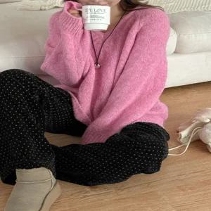 마일든 루즈핏 앙고라 브이넥 울 니트 85264 빅사이즈 여성의류