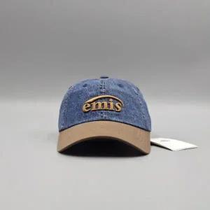 EMIS 이미스모자 워시드 데님 볼 캡 블루브라운