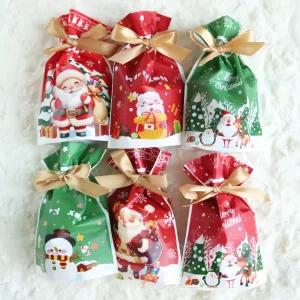 (50장) 니즈엘 성탄절 리본끈 소 선물 포장 봉투 단체 행사 답례품 눈사람 산타 루돌프