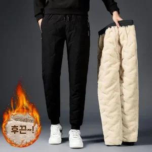 고주파 압열 방한 양털패딩바지 3중구조 방풍 방한 보온 패딩바지 빅사이즈 등산 낚시 골프 캠핑 다용도