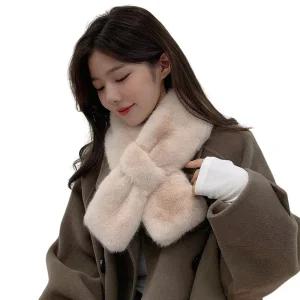 스노우 퍼 페이크 밍크 털 겨울 학생 목도리 머플러 JfE4+2dJl