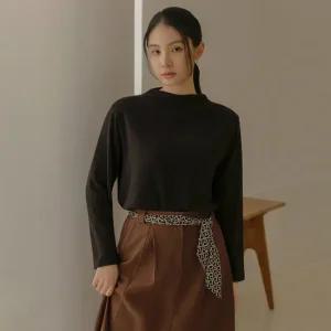 [66-110] 에딘 베이직 보트넥 반폴 티