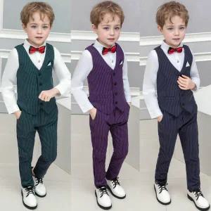 아트박스/교복몰 매트 스트라이프 도트라인 4버튼 양장조끼 정장세트