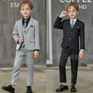 아트박스/교복몰 헤링본 체크패턴 소년 정장 턱시도 풀세트(자켓 양장