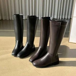 [바닐라슈] 세미론 베이직 인사이드ZIP 플랫롱부츠(3cm)