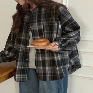 [09초이스] 라잇 루즈핏 아방 체크 셔츠 85255 빅사이즈 여성의류