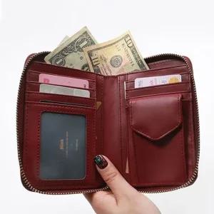 [아우트]핑크풋 블링크 목걸이카드 지퍼 중지갑