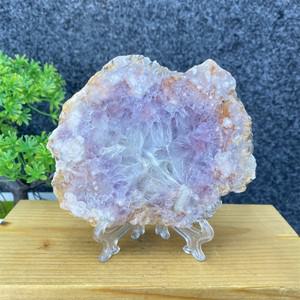 핑크 자수정 자연석 조각 수동 광택 크리스탈 아우라 에너지 풍수 장식 선반 집