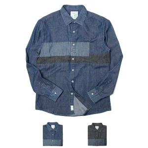 봄셔츠 남녀공용 청남방 라인배색 데님셔츠 빅사이즈 남자카라남방