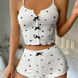 [피커]호윤상회 화이트하트 홈웨어 프린트 브라 캐미솔