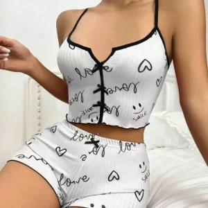 [피커]호윤상회 반바지 화이트큰하트 홈웨어 브라 캐미솔