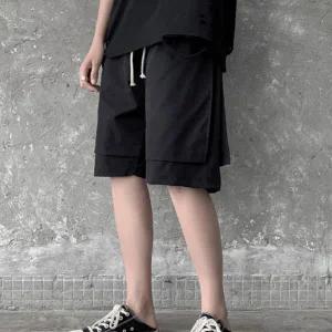 남성 반바지 레이어드 스타일 밴딩 캐주얼 반바지