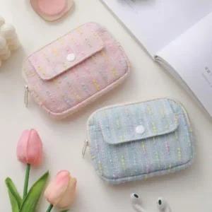 [다잇템] 여성 플랩 케이스 트위드 휴대용 생리대 파우치