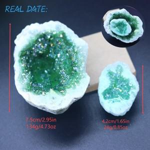 1PC 천연 마노 도금/전기 도금 풍요의 뿔 크리스탈 동굴 원시 돌 베어 스톤 디스플레이 광물 표본 장식 포