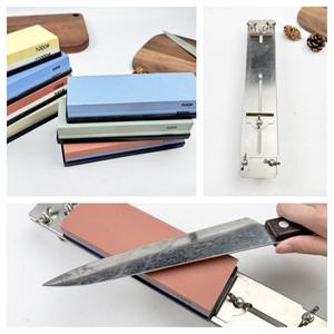 양면 연삭석이있는 스테인레스 스틸 칼 갈기 스탠드 조정 가능한 홀더 전문 주방 샤프닝 시스템