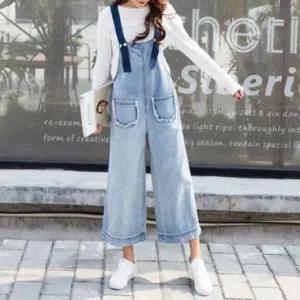 [RGK693T4]F38601 포켓 와이드 데님바지 점프슈트