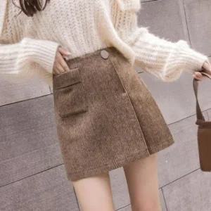 [RG1L0R4S]키밍 겨울 여자 모직 A라인 모직스커트 패션