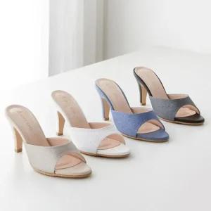 [피커]민자 글리터 토오픈 뮬 글리터슬리퍼 슬리퍼힐