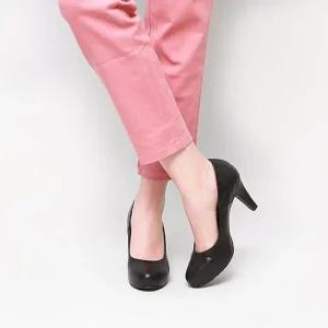 [피커]국내제작 소가죽 민자 둥근코 오피스구두 펌프스힐