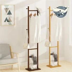 모던 대나무 스탠드 옷걸이 조립형 원목 수납대 우드행거 스탠드행거 스탠드옷걸이