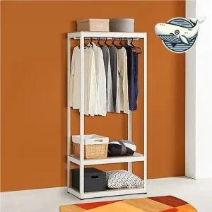 튼튼한 철재 수납형 의류 행거 3단 다용도 수납선반행거 조립식옷장 옷걸이행거