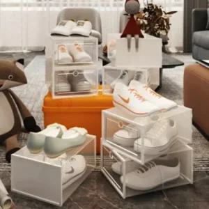 플립 투명 신발 정리함 2p 세트 화이트 슈 박스 DIY신발장 슈박스 신발정리함