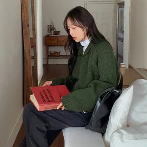 핫핑 [도톰포근/꾸안꾸] 르베트 카라넥 투웨이 니트 집업