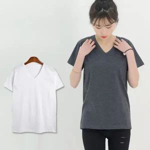 여자 빅사이즈 기본 브이넥 반팔 면티셔츠-99까지