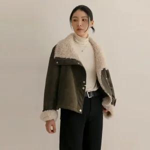 [66-110] 울레 양털 하이넥 무스탕 재킷