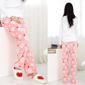 ( )여성용 겨울 바지 바지 수면바지 핑크래빗 극세사 극세사 홈웨어 여자 실내복 용 핑크래빗 잠옷 캐릭터