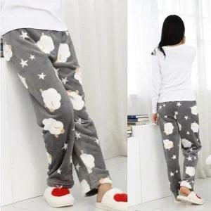 ( )여성용 스타 양 그레이 겨울 바지 수면바지 극세사 동절기보온 편안잠자리 용 수면 홈웨어 극세사 여자