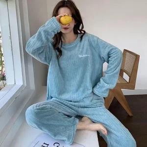 여자 겨울 세트 가을 홈웨어 상하의 잠옷 코디 골지잠옷세트 부드러운잠옷상하의 홈웨어파자마