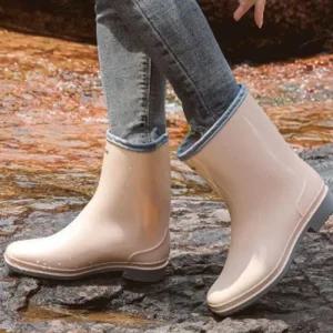 [피커]여성 레인 부츠 여자 슈즈 통굽부츠 장화 미들 3색