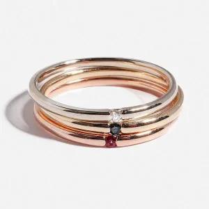 [샤밍주얼리]싱글 스톤 슬림 링 랩 다이아 반지 1.5미리 레이어드 여자 친구 생일 기념일 선물