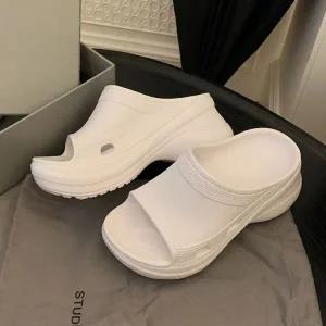 여성 여름 슬리퍼 사무실 발편한 통굽 키높이 쿠션