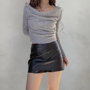[옷자락]여성 힙무드 탄탄 가죽 레이어드 스커트 팬츠