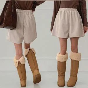 [옷자락]여성 캐주얼 포근한 무지 색상 골덴 밴딩 숏팬츠