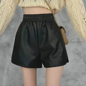 [옷자락]여성 힙무드 가죽 하이웨스트 밴딩 숏바지