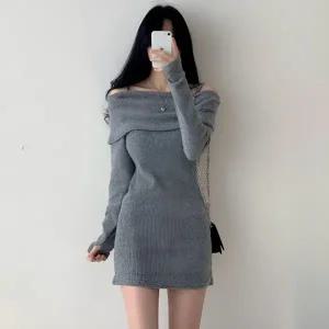 페미닌 오프숄더 슬림핏 골지 원피스 JSD-1004451