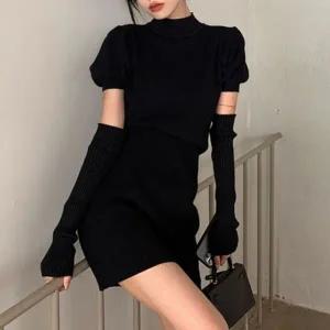 검정원피스 겨울 팔토시 원피스 데일리 미니 패션 워