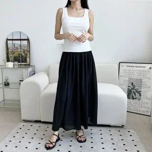 KYI 80919 와이드 롱치마바지 쉬폰 플레어스커트 팬츠