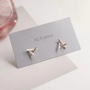 92.5 실버 삼각 막대 순은 귀걸이-silver7141