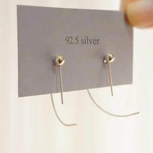 92.5 실버 하프 서클 볼 순은 귀걸이-silver7140