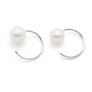 92.5 실버 핵진주 후프 순은 귀걸이-silver7134