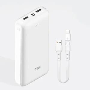 타이탄 슬림듀얼 보조배터리 대용량 20000mAh C타입 케이블 8핀젠더