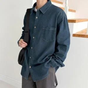 [옷자락]남성 빅사이즈 클래식 데님 포켓 셔츠